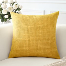 Artscope Linen Cushion Covers Set of 1 Decorative Square Pillowcase Pillow Cover 20x20 Inch for Home Decor Sofa Bedroom Car 50x50cm Yellow