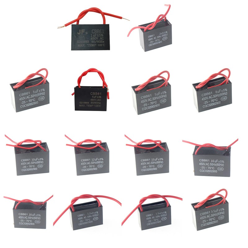 BOGEEL CBB61 Capacitor 450V 1/1.2/1.5/2/3/3.5/4/5/8/10/12/15/16/20UF Capacitor Fan Ceiling Exhaust Motor