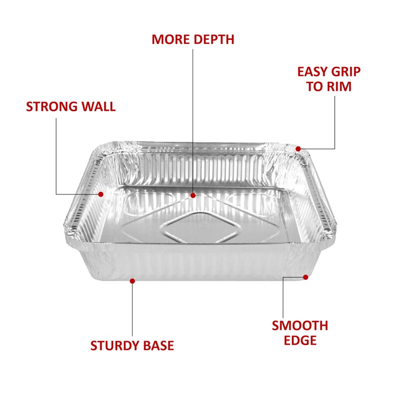 Homeshopa Aluminium Square Foil Trays, 15 Pack Disposable Tin Foil