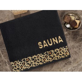Class Home Collection Sauna Towel 80 x 200 cm Terry Towel XXL Cotton (Leopard)