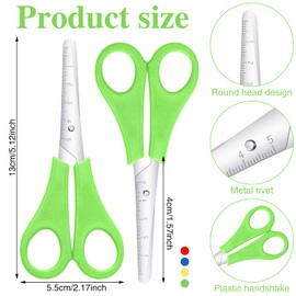 4 Pcs Kids Scissors, Children Blunt Tip Safety Scissors Plastic Handle Craft Scissors with cm-Scale for Scrapbooking Art DIY Craft Students School Teaching Stationery