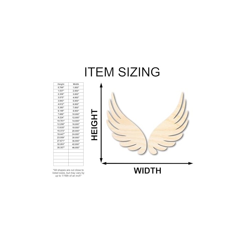 Unfinished Wood Angel Wings Shape Craft up to 46" 4"