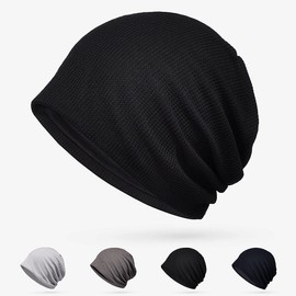 Askill Knit Hat, Men's, Spring/Summer and Fall/Winter, Summer Knit Cap, Beanie, Lightweight, Cool Material, Sweat-absorbent and Quick-drying, Breathable, Women's Hat, Large Size, Fall Knit Cap, Men's