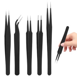 5 Piece Tip Tweezers Set, Tweezers Pointed Tool, Antistatic Tweezers Stainless Steel, Ironing Beads Craft Tweezers, Precision Tweezers for DIY Crafts, Jewellery Making, Computer Electronic Repairs