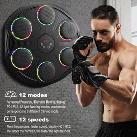 Hlthair Music Boxing Machine for Adults, Maquina De Boxeo Musical Pared, Wall Mounted Electronic Boxing Trainer with Gloves for Home, Gym