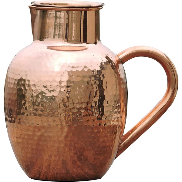 Pure Copper Water Jug with Bowl, Heavy Duty Copper Jug for Ayurveda Health Benefits - 1.5 Litre Capacity