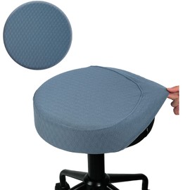 BUYUE Bar Stool Covers, Luxury Fabric Dia.14-16" Round Crease-Resistant Stretchy Washable Jacquard Dustproof Stool Seat Slipcover, M-Sky Blue-1 Count