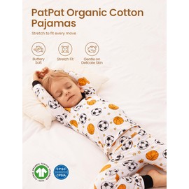 PATPAT Baby Boys Pajama Set with Organic Cotton, Snug fit Pjs for Toddler Kids, Supersoft & Stretchy Sleeper Sleepwear, Future MVP, 4T