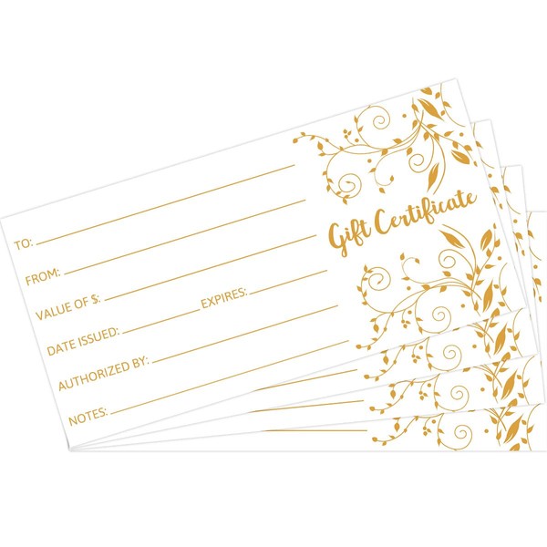 FANCY LAND Blank Gift Certificates 25pcs Gold Foil Certificate Cards with Envelopes for Business Salon Spa Restaurants Vouchers for Christmas Holiday