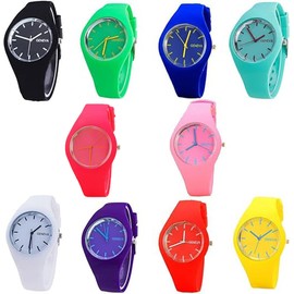 CdyBox Men Women Silicone Band Wristwatches Jelly Colorful Wrist Watch Analog Sports Watch Wholesale (10 Pack)