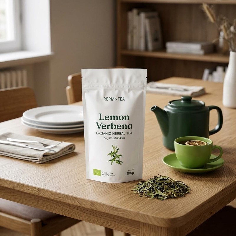 REPLANTEA Organic Lemon Verbena Tea 100g | Premium Cut Leaves