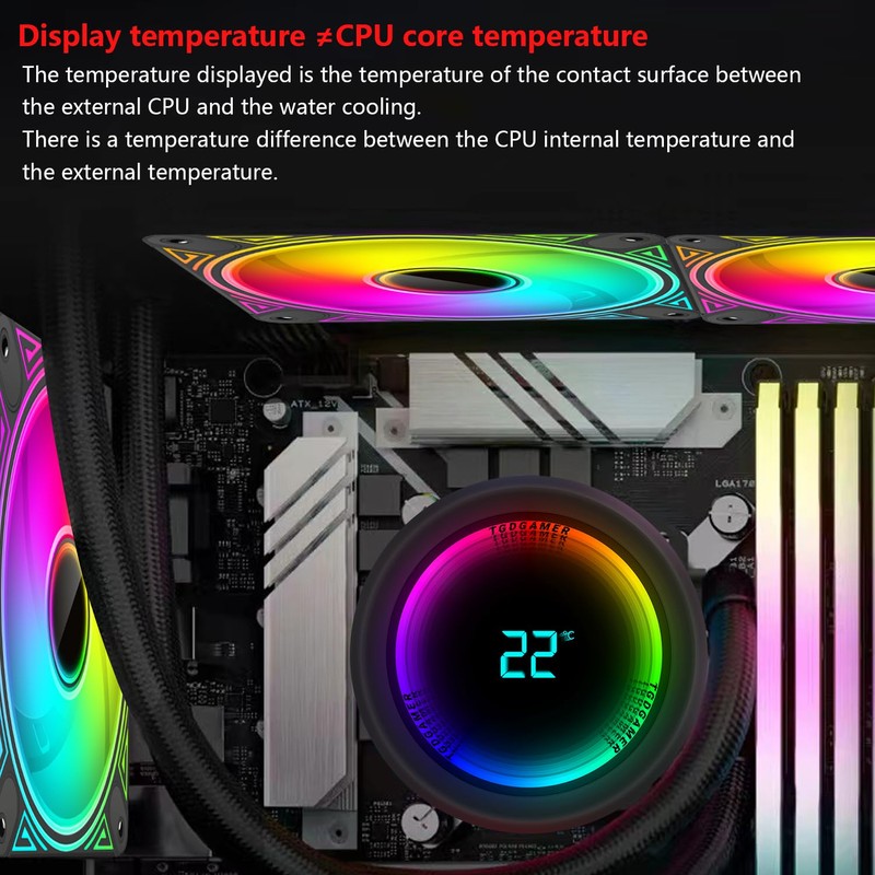 T-240MM Black ARGB Liquid CPU Water Cooling with 240mm ARGB
