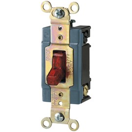 Eaton AH1201PL 15 Amp 120/277V Industrial Grade Toggle Switch with Pilot Light, Red