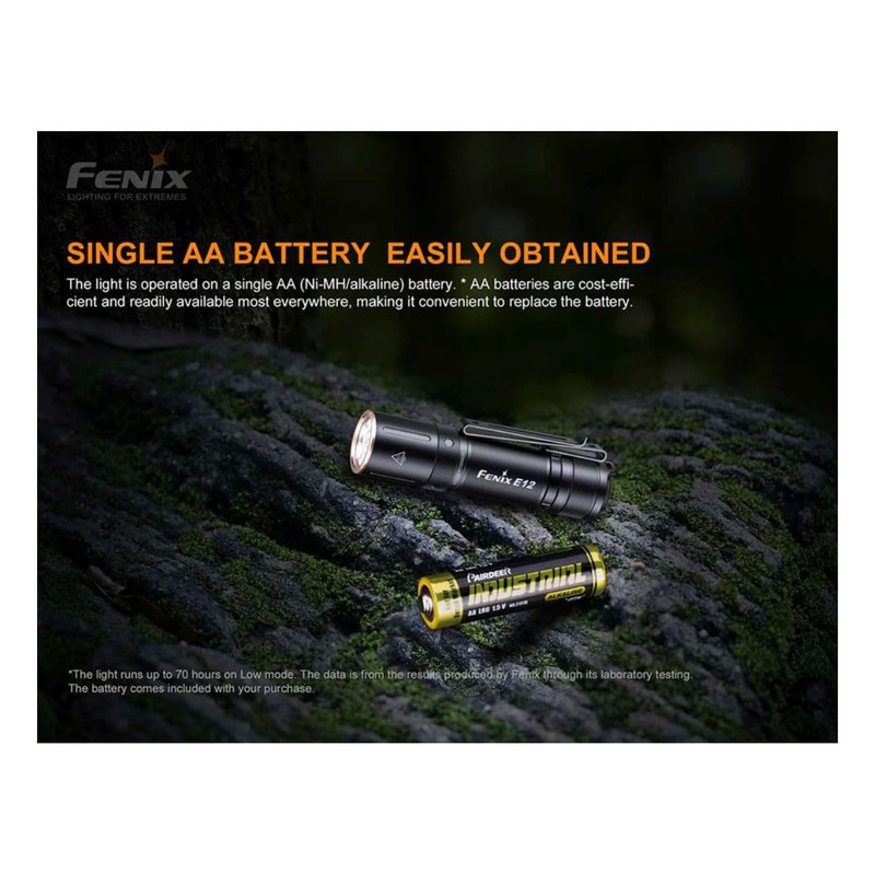 FENIX Light Black 77mm Portable EDC Flashlight CA18 LED Brightness