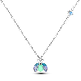 NARMO 925 Sterling Silver Necklace Starlight Firefly Pendant Necklace for Women
