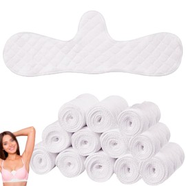 lurora2021 Pack of 12 Reusable Cotton Bra Bra Sweat Pads Bra Inserts Sweating Ubssy Underbust Sweat Protection 3-Layer Underbust Sweat Protection Insert for Women Washable (White), White