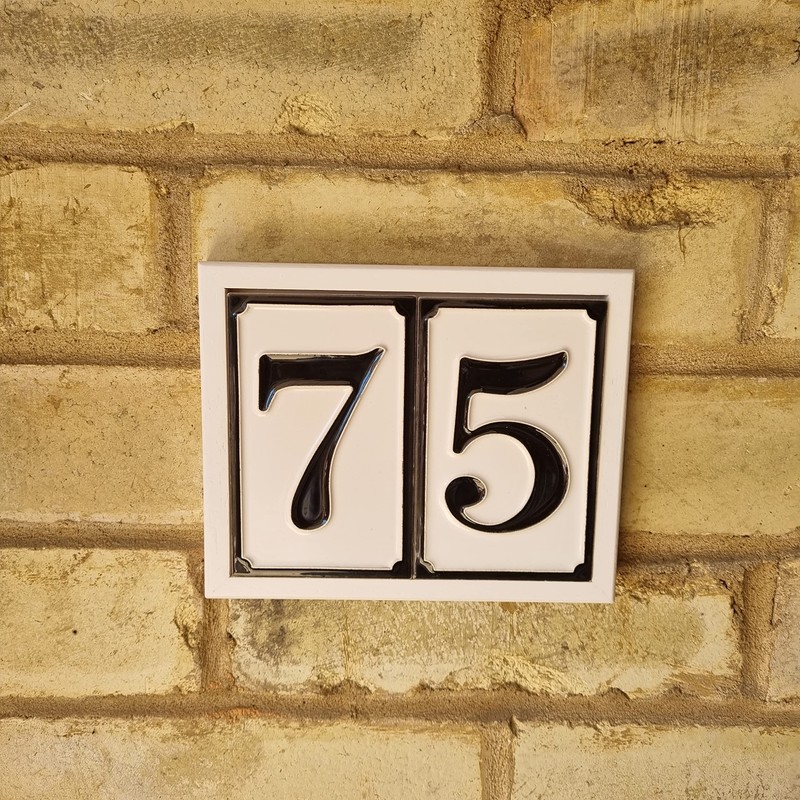 Hand Painted Italian Ceramic House Numbers Simple Design Tile Size
