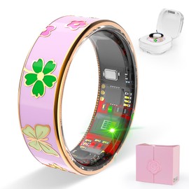 Govllfoz Smart Rings, Ceramic Ring, Enamel Rings, for Women and Men, Sleep Tracking, Activity Tracking (Pink, 9)