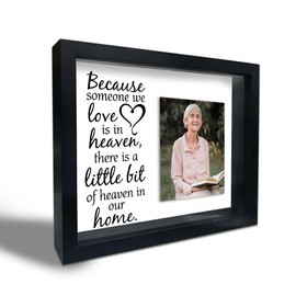 Black Shadow Box Frame,A Little Bit Of Heaven In Our Home, Memorial Shadow Box With 10 DIY Adhesive Dots Tabletop Display Case, Grief Funeral Gifts Sympathy Gift Bereavement Gifts (10.6" X 8.7") - A06