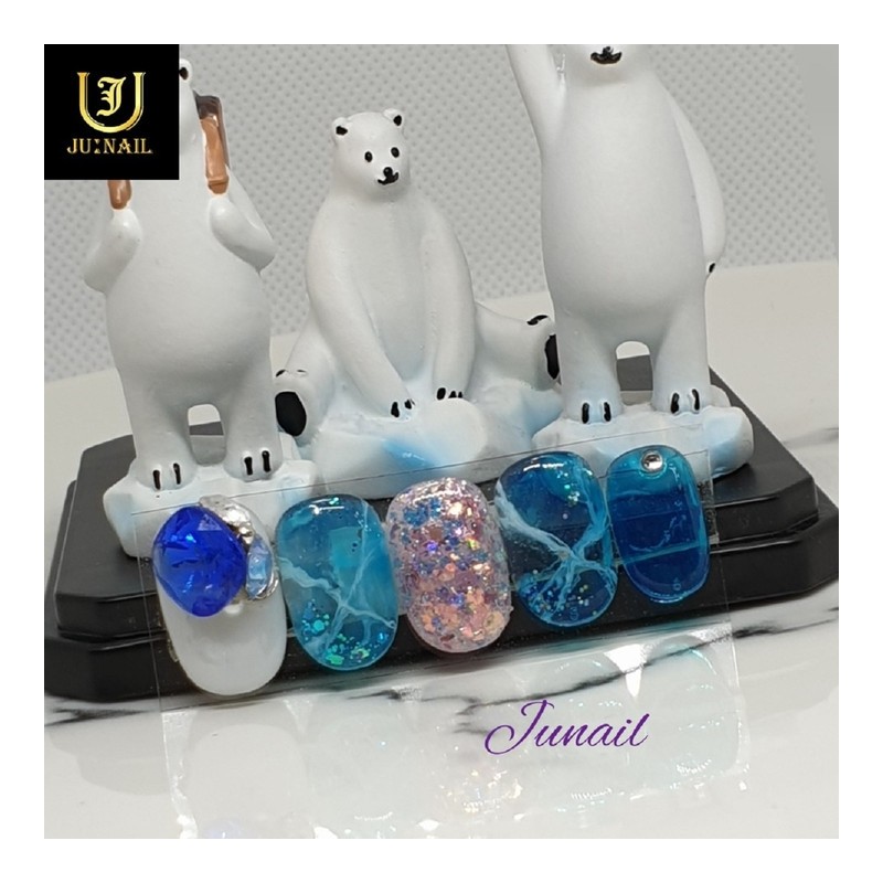 ❄️Antarctic sea handmade nail tips❄️ - Short straight nose pin