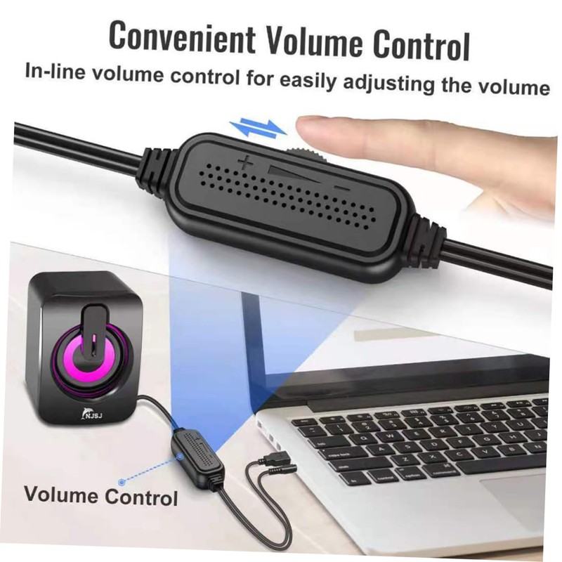 Mikinona 1 Pair Wired Gaming Speakers with Ambient Light USB