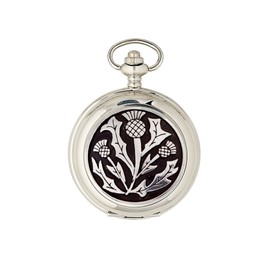 Kilts Wi Hae Scottish Three Thistle Half Hunter Quartz Pocket Watch PW114Q