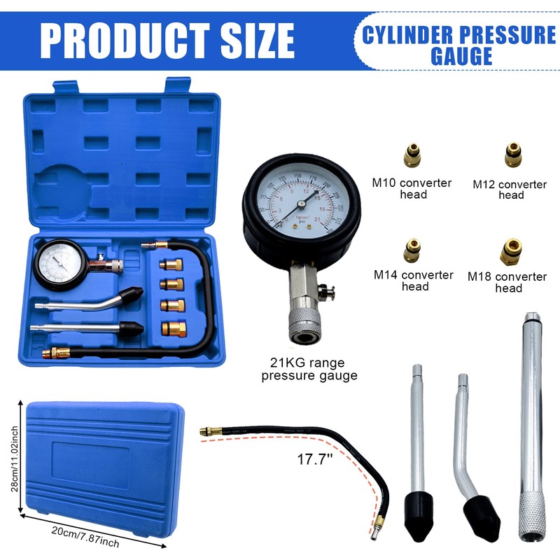 Compression Tester Set, Aicharynic Compression Tester Kit, Compression Gauge, Spark