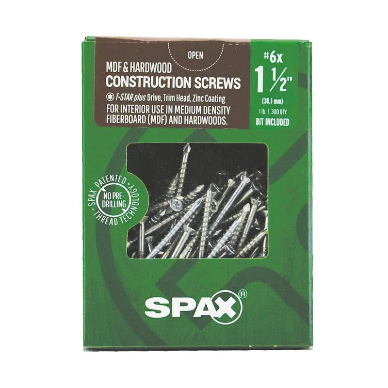 SPAX 6 X 1-1/2" MDF T-Star+ Partial Thread Zinc 1LB