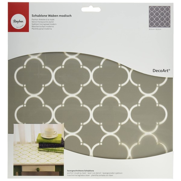 Rayher Stencil Honeycomb Fashionable, Bag of 1, Various, Grey 30.5 x 30.5 cm