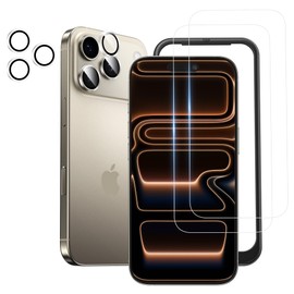 NIMASO DSP25F1716 Glass Film(2pcs) + Camera Film(2pcs) Tempered Glass with Black Rim Protective Film Guide Frame Camera Protection Lens Cover 9H Hardness Shockproof Auto Adsorption Anti-Fingerprint