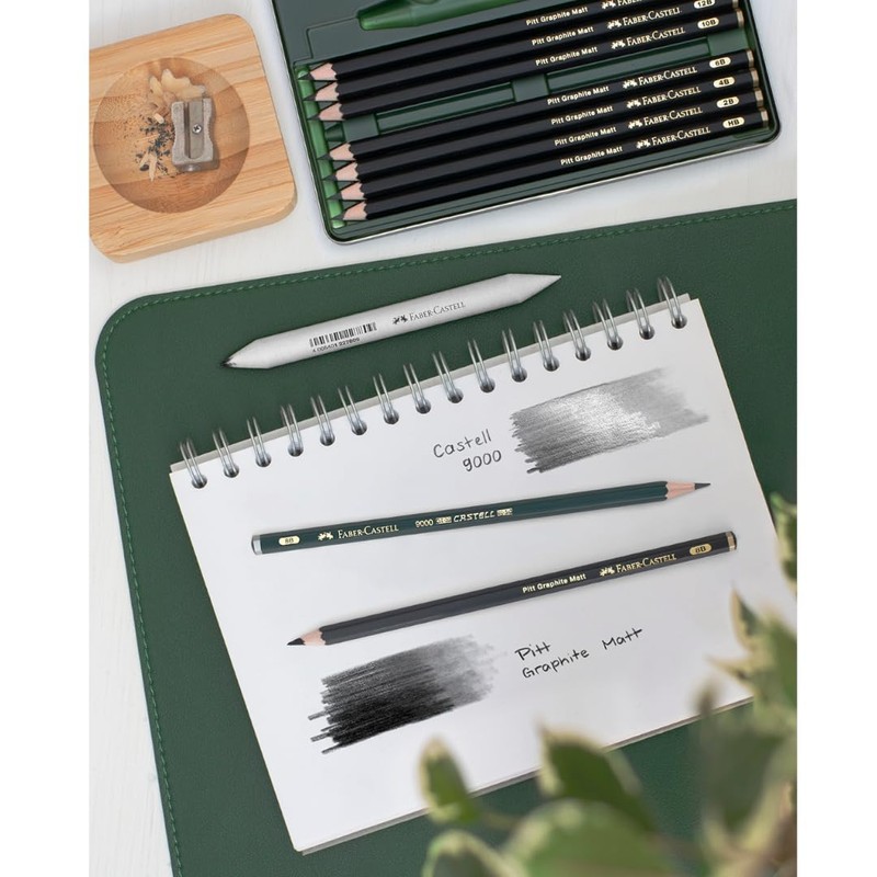 FABER-CASTELL Pitt Graphite 115220 Pencils Set Matte 11-Piece with Paper