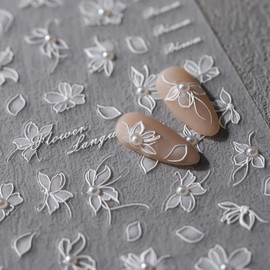 EEUOPQ Nail Stickers, Flower Butterfly Nail Stickers, White, 2 Sheets, 3D Nail Design, Just Stick, Nail Art, Seals, Flowers, Gel Nails, Cute, Nail Deco Parts, Accessories