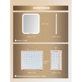 OMIRO Makeup Case, Makeup Bag with Light Up Mirror Set, Makeup Organizer Bag with Magnet Makeup Mirror for Women and Girls(Diamond Blue)