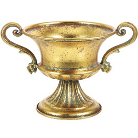 Antique Urn Planter Pedestal Vase Distressed Gold Metal Vase Tall Trumpet Fancy Vases Flower Arrangement Pots for Centerpiece Flower Holder for Wedding Party Home