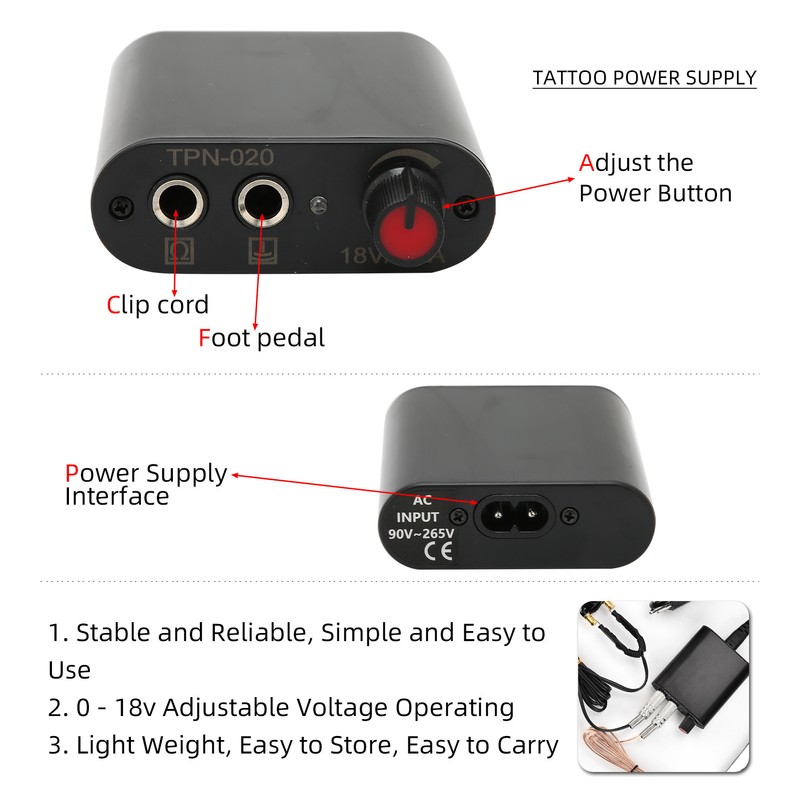 Coil Tattoo Machine Foot Pedal Power Supply Clip Cord Practice