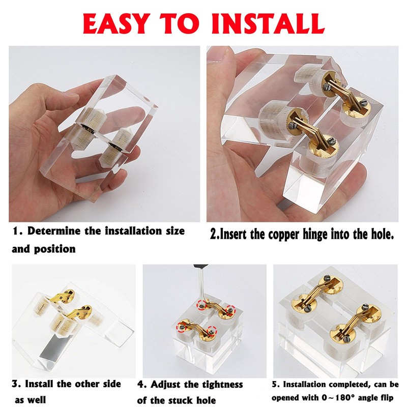 Brass 8mm Hidden Barrel Hinges with Drill Bit and Depth