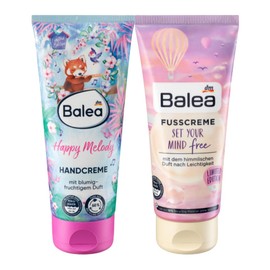 Balea 2er-Set Hautpflege: Handcreme HAPPY MELODY mit blumig-fruchtigem Duft (100 ml) + Fußcreme SET YOUR MIND FREE mit himmlischem Duft (100 ml), 200 ml