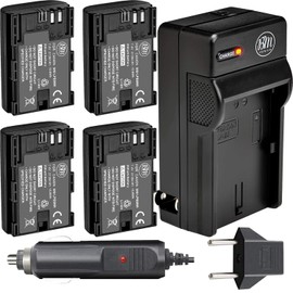BM Premium 4 Pack of LP-E6NH High Capacity Batteries and Battery Charger for Canon EOS R EOS R5 EOS R6 EOS R6 II EOS R7 EOS 90D EOS 60D EOS 70D EOS 80D EOS 5D IV EOS 6D II EOS 7D EOS 7D Mark II Camera