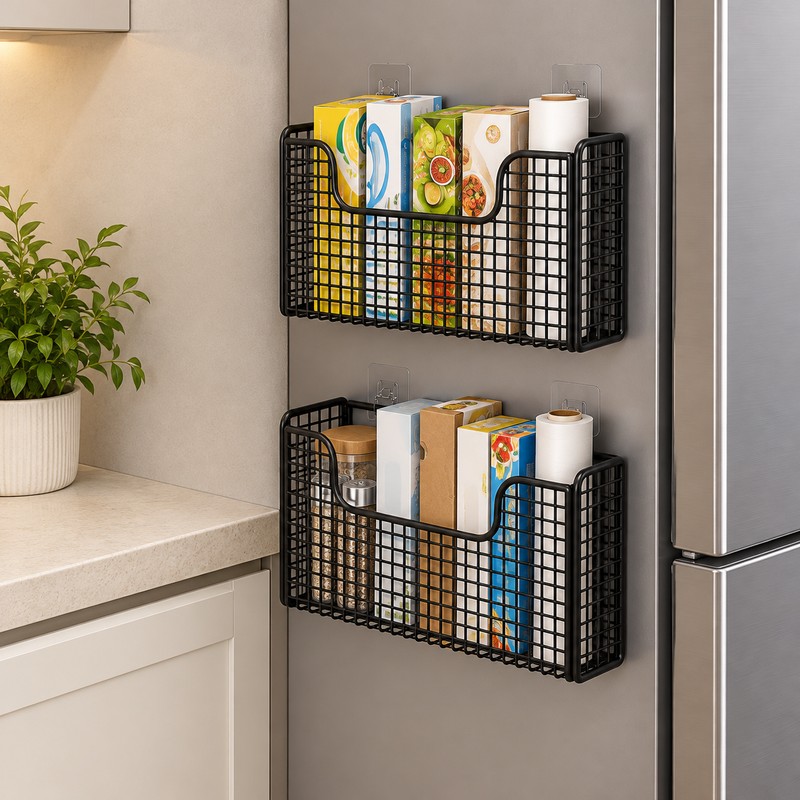 Metal Cabinet Door Storage Basket for Kitchen Organization – Space-Saving