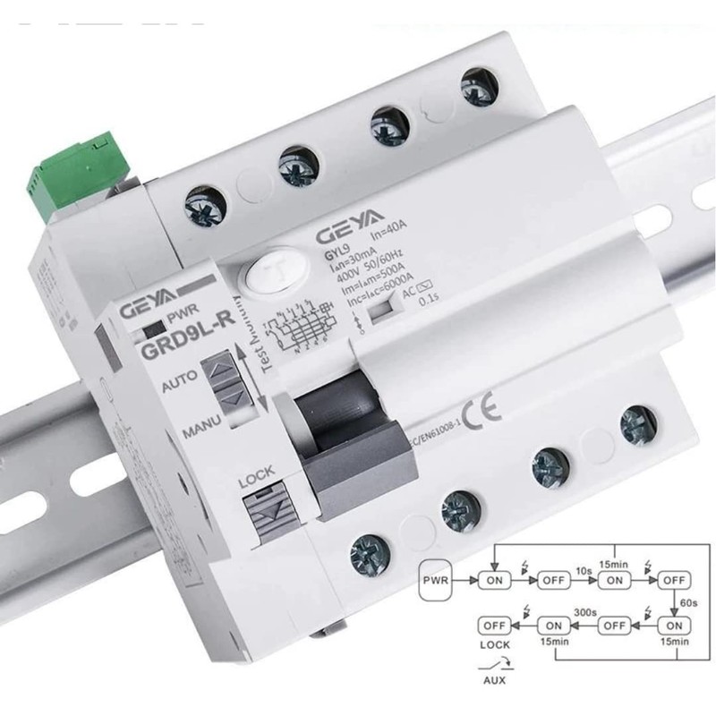 Automatic 3 Phase Auto Reconnect Differential Switch 4P 40A 30mA
