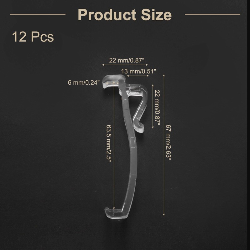 sourcing map 12pcs Valance Clips, 2.5in Clear Plastic Valance Hidden