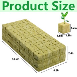 72Pcs Rockwool Grow Cubes - 1.5×1.2×1.2Inch Stonewool Starter Plugs for Rapid Plant Growth - Starter Cubes Plugs with Holes for Hydroponic, Seeds Germination and Soilless Growing