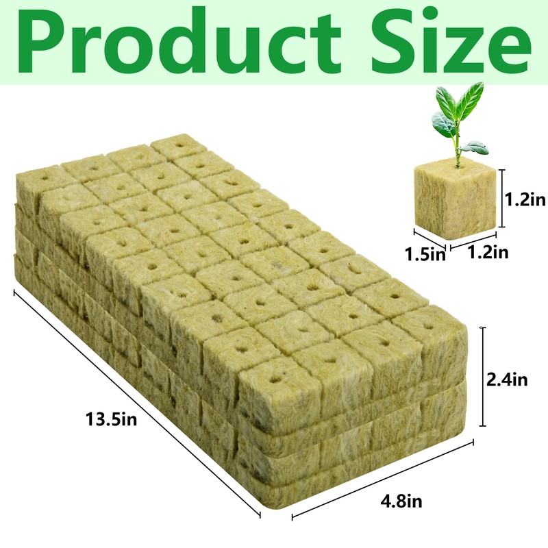 72Pcs Rockwool Grow Cubes - 1.5×1.2×1.2Inch Stonewool Starter Plugs for