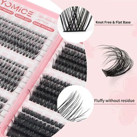 Yomice Individual Cluster Lashes Extensions 600Pcs D Curl Natural Lash Clusters Fluffy Lashes 30D-100D Volume Eyelash Thick Tatti Lashes Russian Strip Lashes Clusters for Beginner（30D-100D)