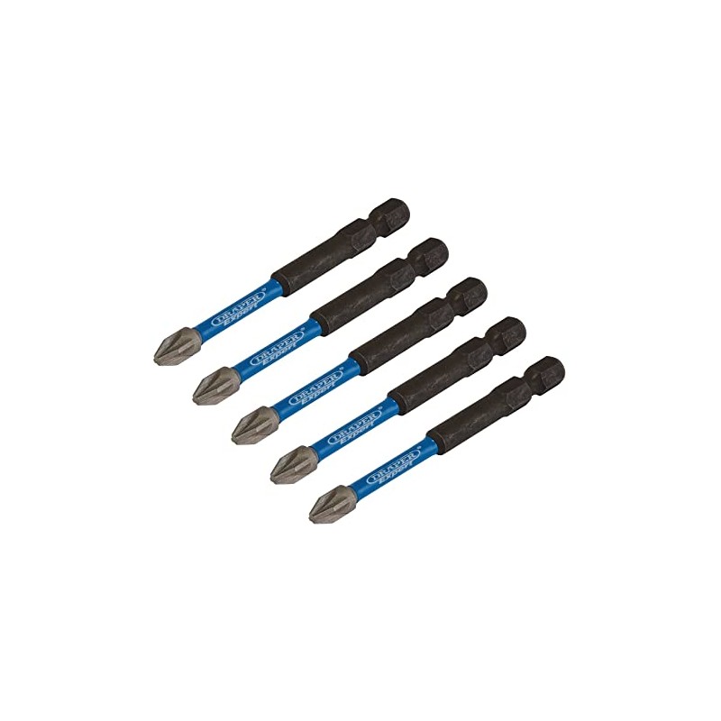 Draper 05675 PZ-Type Impact Screwdriver Bits, No.2 x 75mm (Pack