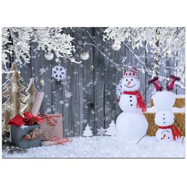 Dudaacvt 7x5ft Christmas Backdrop Wood Background Winter Snowman Backdrop Merry Christmas Photography Background Family New Year Party Backdrop D655