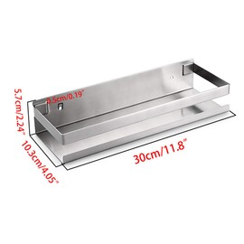 OwnMy Bathroom Shower Shelf Stainless Steel Bath Kitchen Basket Shower Caddy Rack, Rustproof Metal Bathroom Storage Floating Shelves Wall Mounted Shower Corner Rectangular Shelf - 12 Inch Silver