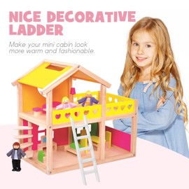 Milisten 1:12 Miniature Ladder Mini Wood Doll House Ladder Furniture Staircase Model DIY Dollhouse Furniture for Doll House Accessories