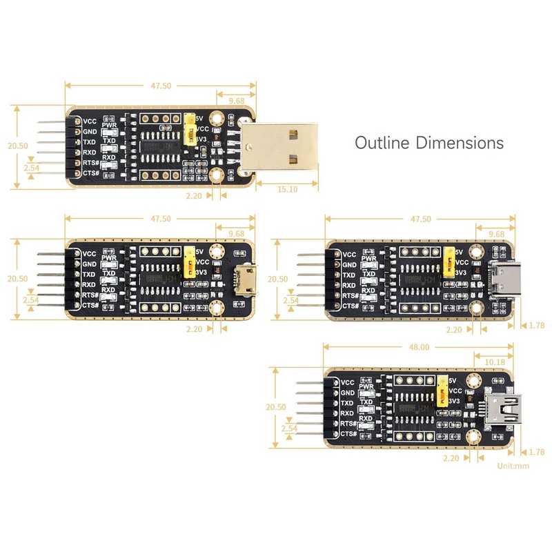Waveshare USB to UART Communication Module High Baud Rate Transmission