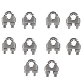 M6 Rope Clamp Wire Rope Clamp U Bolt Stainless Steel 304 Bow Shape Clamp Steel Cable for Cable Washing Line Wire Rope Cable Pack of 10
